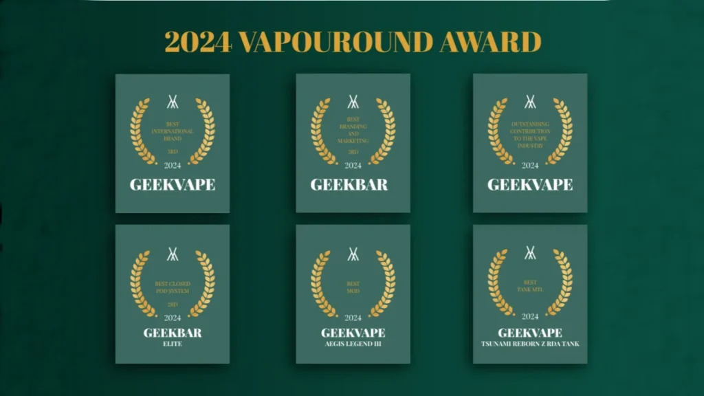 Geekvape and Geekbar Shine at Vapouround Awards 2024, Securing Six Prestigious Wins in total and Reinforcing their Global